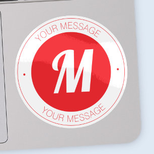 Pegatina Plantilla de Monograma y Texto Circular de persona