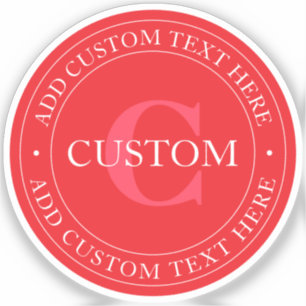 Pegatina Plantilla de texto circular elegante blanco rojo e