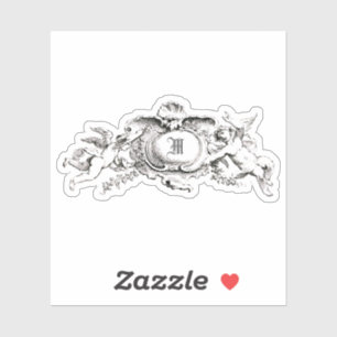 Pegatina Plantilla rococó barroca del monograma de las