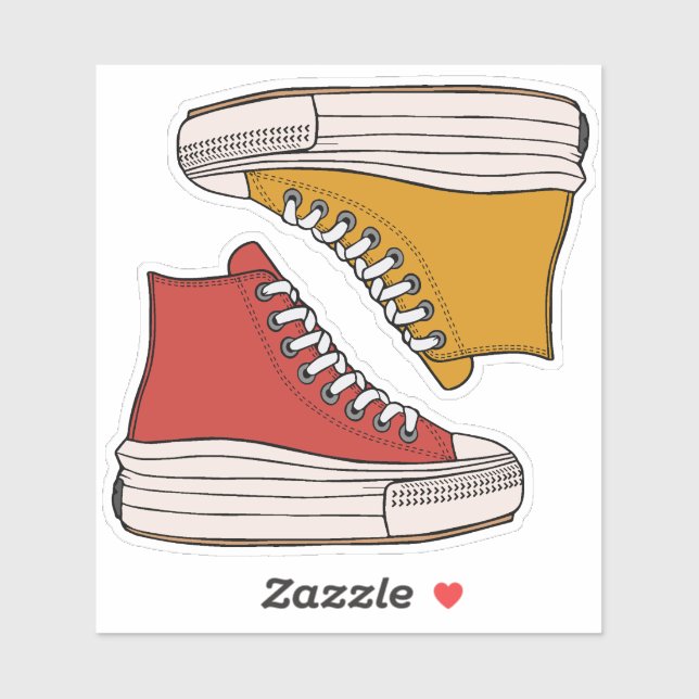 Pegatina Plataforma de moda, zapatos de tenis de alta gama (Hoja)