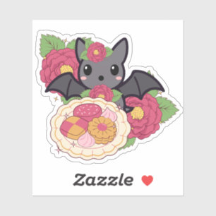 Pegatina Plato de galletas Kawaii Bat y Camellia