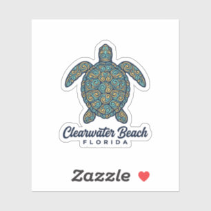 Pegatina Playa Clearwater Florida Tortuga Marina Diseño Vec