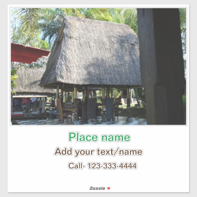 Pegatina playa de agua océano playa añadir nombre de sitio  (Hoja)