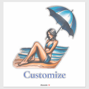 Pegatina Playa de Chica bikini Napping Thunder_Cove