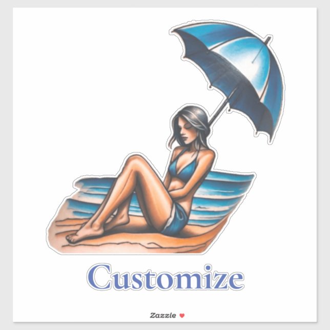 Pegatina Playa de Chica bikini Napping Thunder_Cove (Hoja)