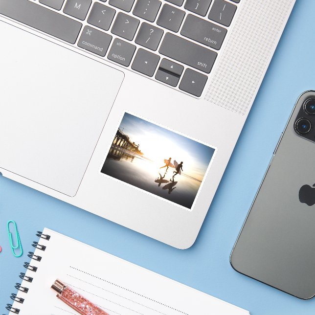 Pegatina Playa Oceanside (Ordenado portátil con iPhone)