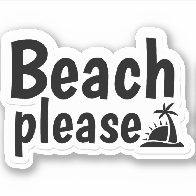 Pegatina Playa, por favor, diseño de texto (Anverso)
