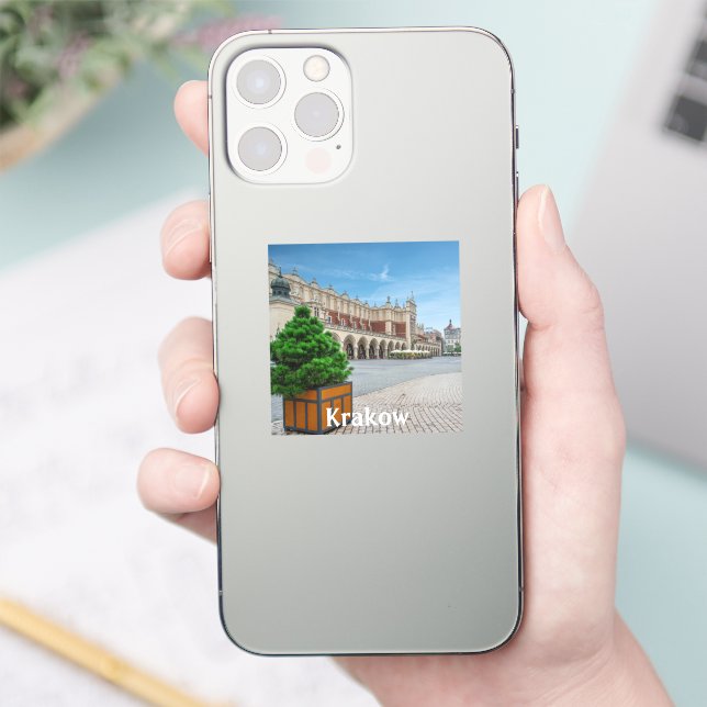 Pegatina Plaza principal en el casco antiguo de Cracovia, P (Teléfono)