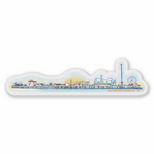 Pegatina Pleasure Pier Galveston Texas (Anverso)