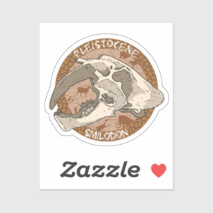 Pegatina Pleistocene Paleoart Smilodon Skull