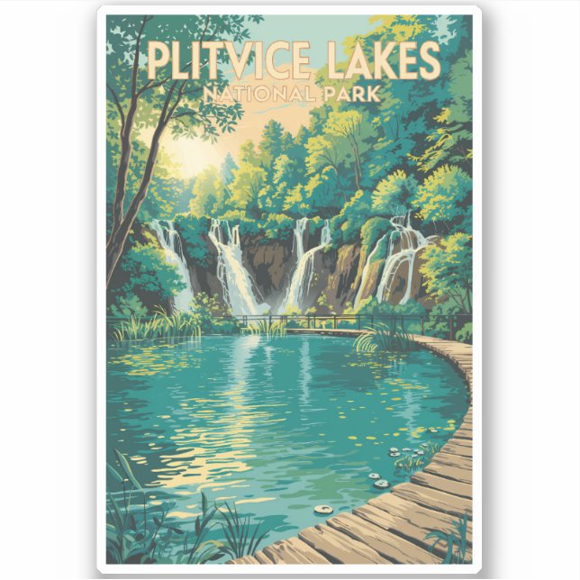 Pegatina Plitvice Lakes National Park Illustration Travel (Anverso)