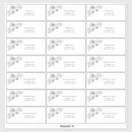 Pegatina Plum Purple Floral Line Art Guest Address