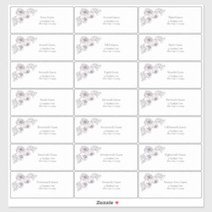 Pegatina Plum Purple Floral Line Art Guest Address
