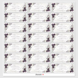 Pegatina Plum Purple Gold Marble Fall Wedding Dirección de 