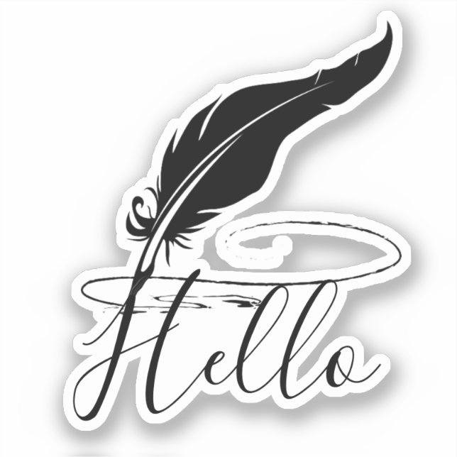 Pegatina Pluma de ave hola (Anverso)