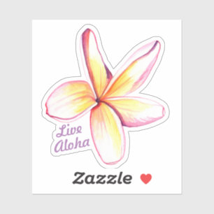 Pegatina Plumeria de Aloha Hawaiana en vivo