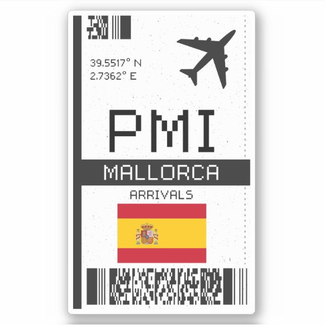 Pegatina PMI Mallorca Boarding Pass - España Travel (Anverso)