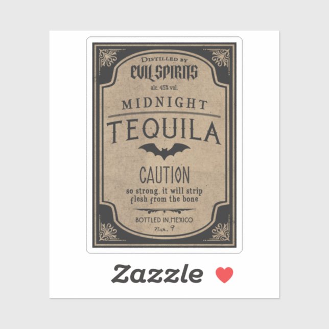 Pegatina Poción de Tequila de Medianoche Espíritus Malignos (Hoja)