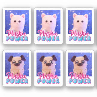 Pegatina Poder personalizado de plushio azul rosa kawaii