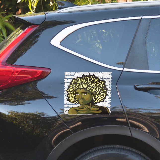 Pegatina Poderoso arte afro sobre equidad e inclusión (Lado del coche)
