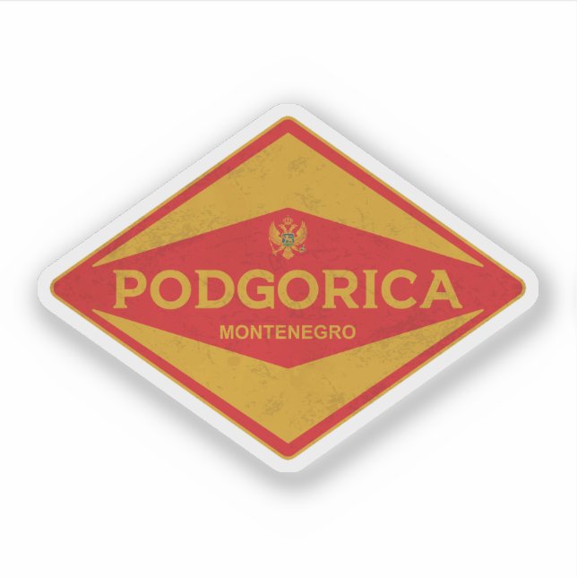 Pegatina Podgorica Montenegro Vintage (Anverso)