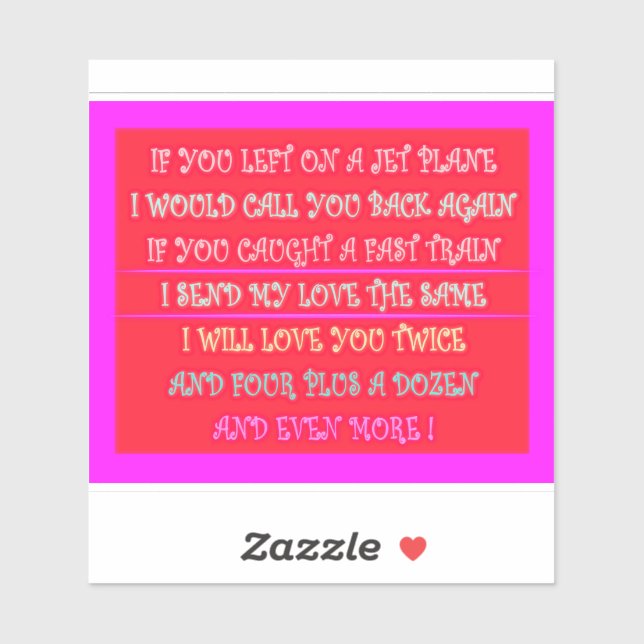 Pegatina Poemas románticos, arte para tu ser querido (Hoja)