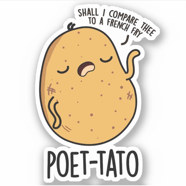 Pegatina Poeta-tato gracioso potato Pun (Anverso)