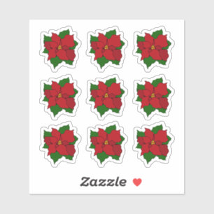 Pegatina Poinsettia de vidrio templado