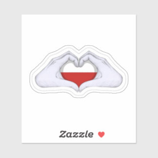 Pegatina Poland Flag Heart Hands Decal Sticker