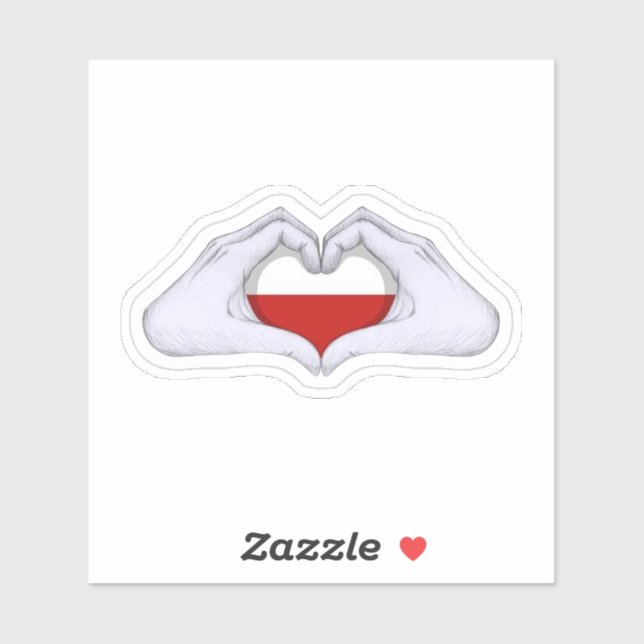 Pegatina Poland Flag Heart Hands Decal Sticker (Hoja)
