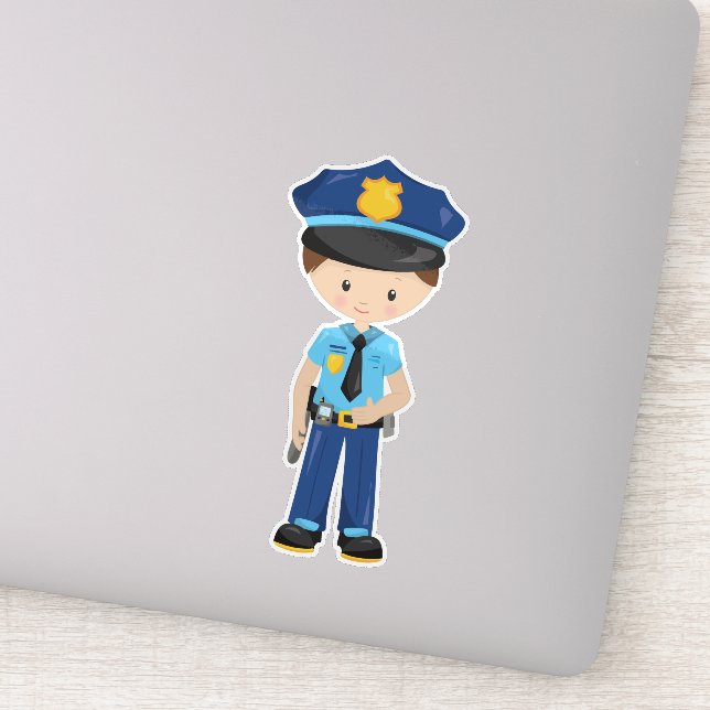 Pegatina Policía, Oficial de Policía, Policía, Cabello Marr (Detalle)