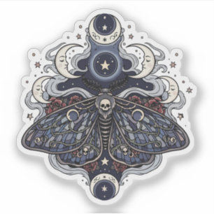 Pegatina Polilla de la Muerte Gótica y Fases Lunares