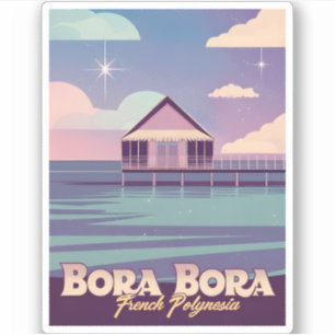 Pegatina Polinesia Francesa Neon Bora Bora Viajes Retro 80