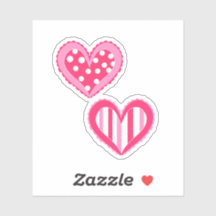 Polka Dot And Stripes Hearts