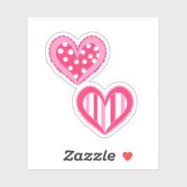 Pegatina Polka Dot And Stripes Hearts