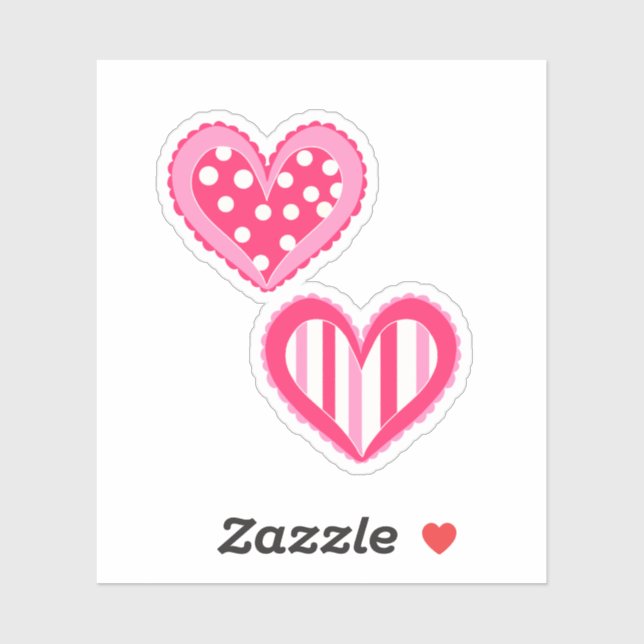 Pegatina Polka Dot And Stripes Hearts (Hoja)