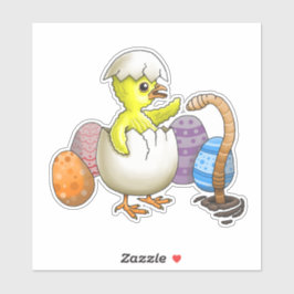 Pegatina Pollo de Pascua con sombrero