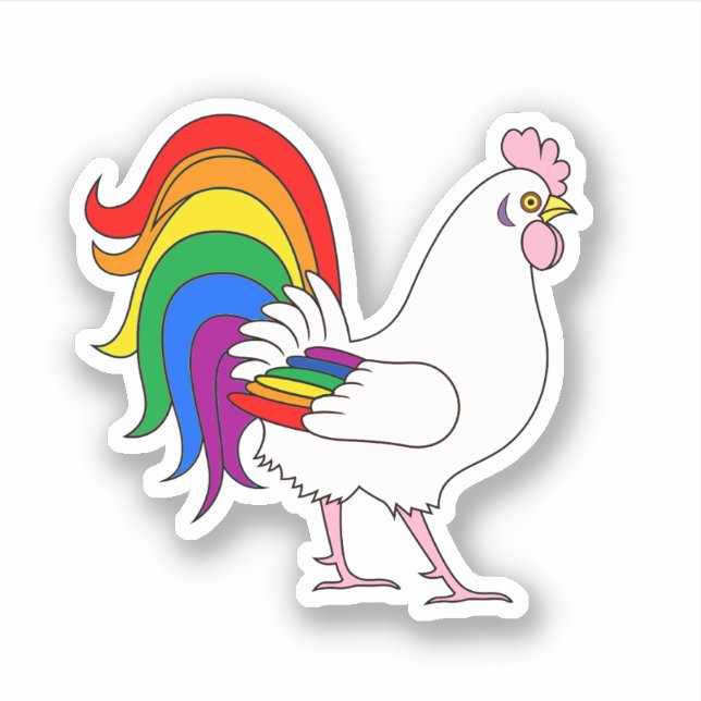 Pegatina Pollo del orgullo gay (Anverso)