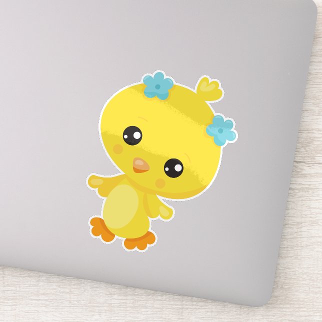 Pegatina Pollo, Pollo, Pollo, Flores (Detalle)