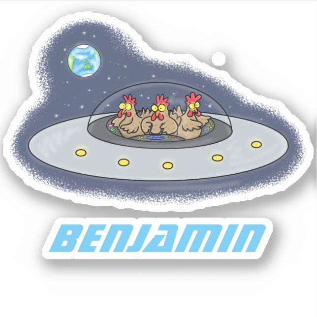 Pegatina Pollos divertidos en el ilustracion del personaliz (Anverso)