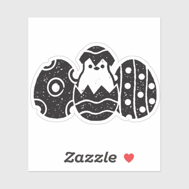 Pegatina Pollos y Huevos Bebés Ligeramente Negros Para El D (Hoja)