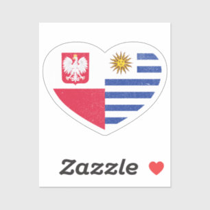 Pegatina Polonia Bandera de amor al corazón de Uruguay en P
