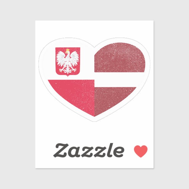 Pegatina Polonia Bandera de amor al corazón letón de Letoni (Hoja)