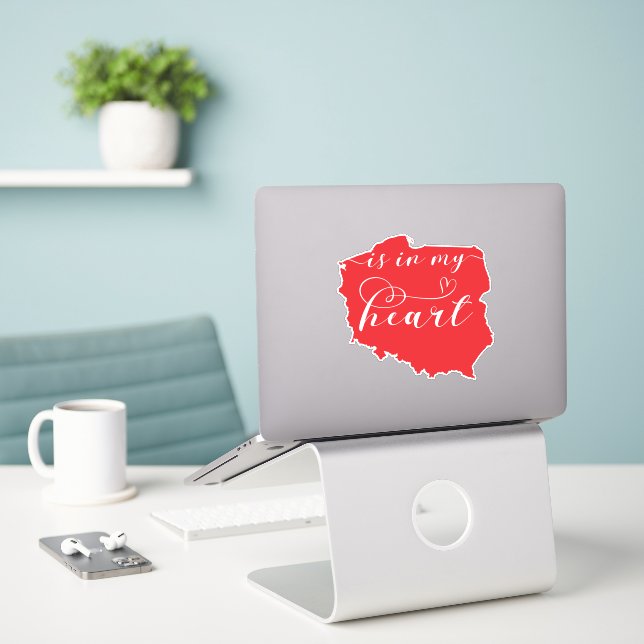 Pegatina Polonia Está En Mi Corazón (Ordenado portátil  en el escritorio)