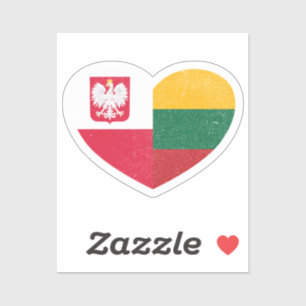 Pegatina Polonia Pabellón de amor al corazón lituano de Lit