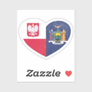 Pegatina Polonia Polaco New York New York State Heart Love