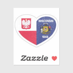 Pegatina Polonia Polaco Wisconsin Wisconsinite Heart Love