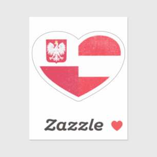 Pegatina Polonia Polonia Austria Bandera de amor al corazón