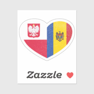 Pegatina Polonia Polonia Moldavia Moldavia Bandera de amor