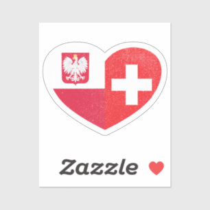 Pegatina Polonia Suiza Polonia Bandera de amor suizo